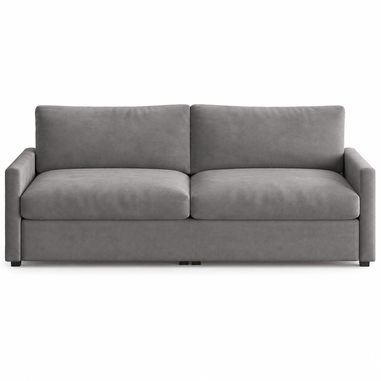 Velvet 2-Seater Sofa, Modern Upholstered Loveseat with Deep Cushioned Seat, Soft Backrest, Spring Support and Stable Legs for Living Room, Bedroom, Apartment and Office (Gray, 190 cm)