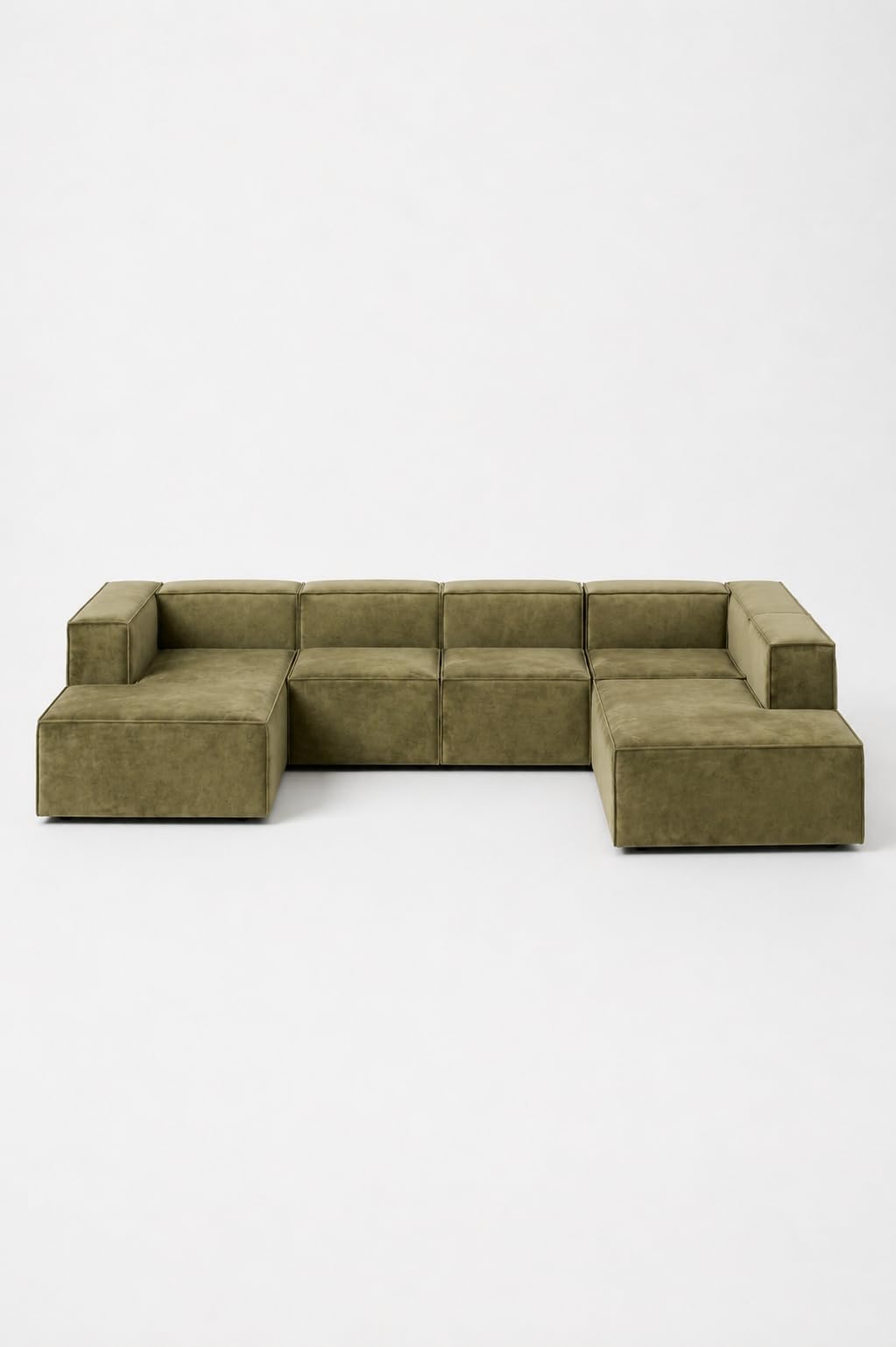 Safa Green U Shaped Sofa Left Facing