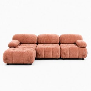Nuvola Spiced Coral Velvet 3 Seater L-Shape Sofa Left Facing