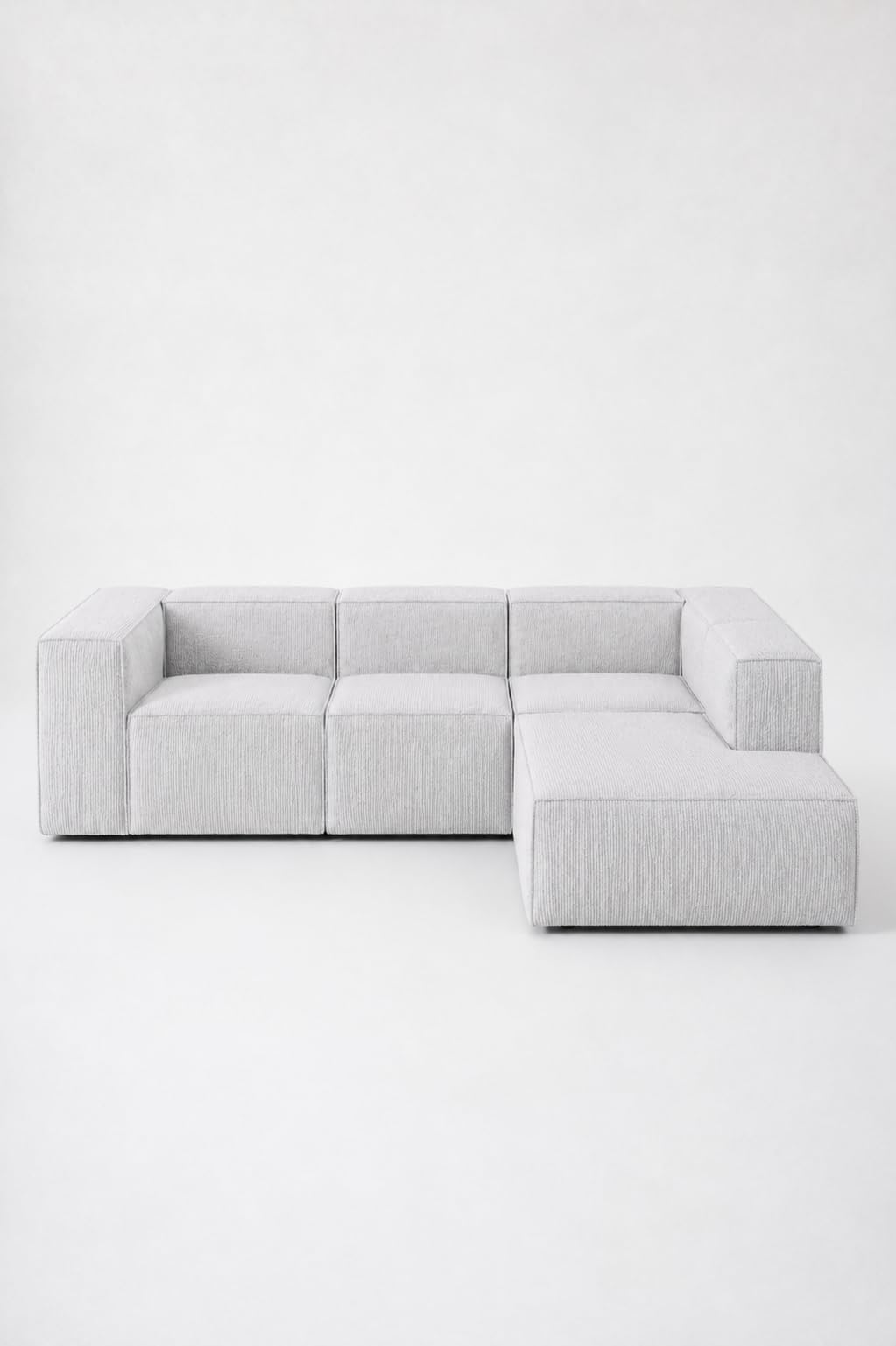 Safa Light Grey 3 Seater Modular Sofa with Chaise Right Facing