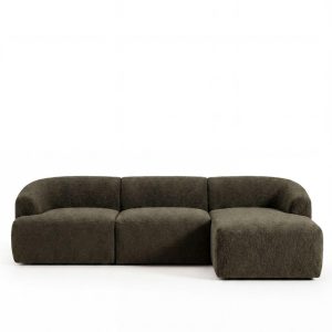 Sorena Olive Wood 3 Seater Chaise Sofa Right Facing