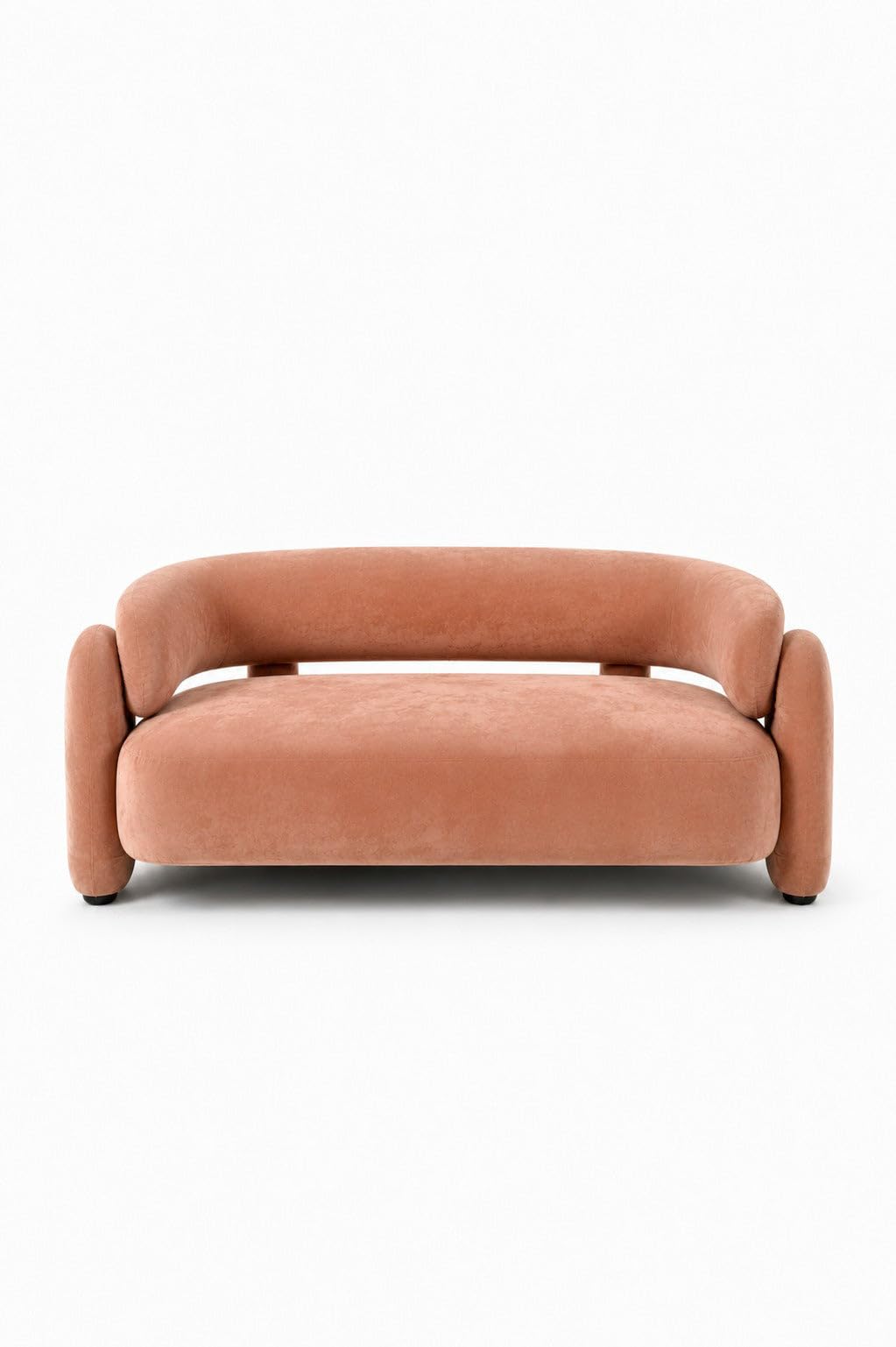 Evalina Spiced Coral Velvet Sofa 3 Seater