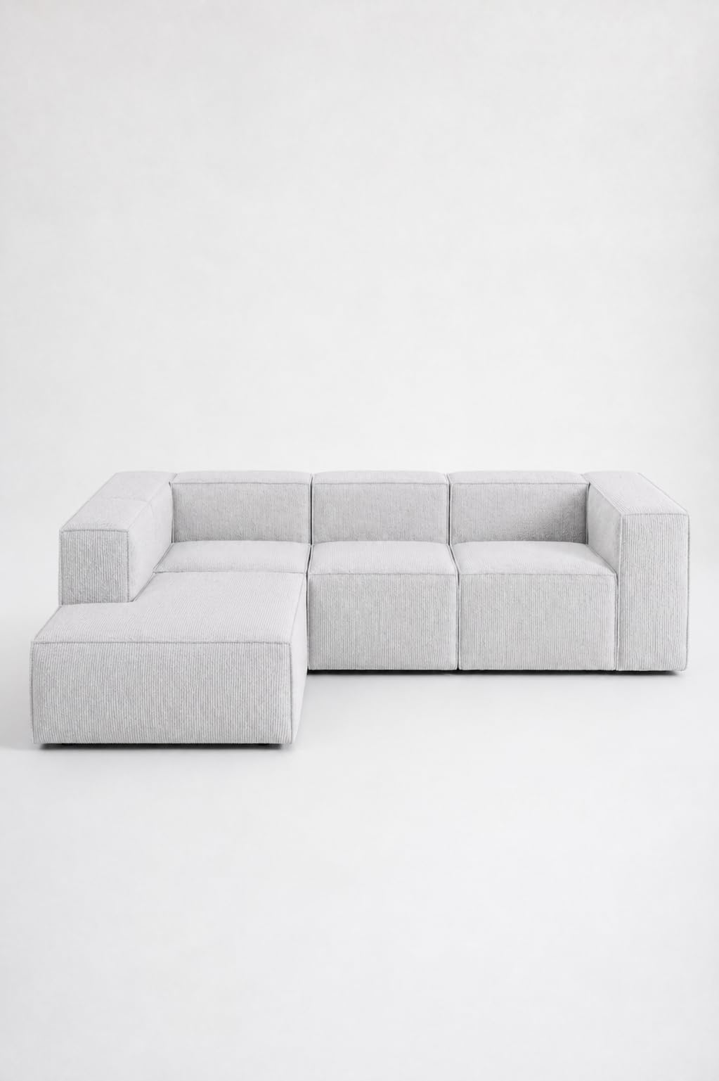 Safa Light Grey 3 Seater Modular Sofa with Chaise Left Facing