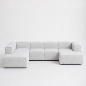 Safa Light Grey U Shaped Sofa Right Facing