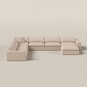 Orvella Pink Orchid Modular U Shape Sofa With Ottoman