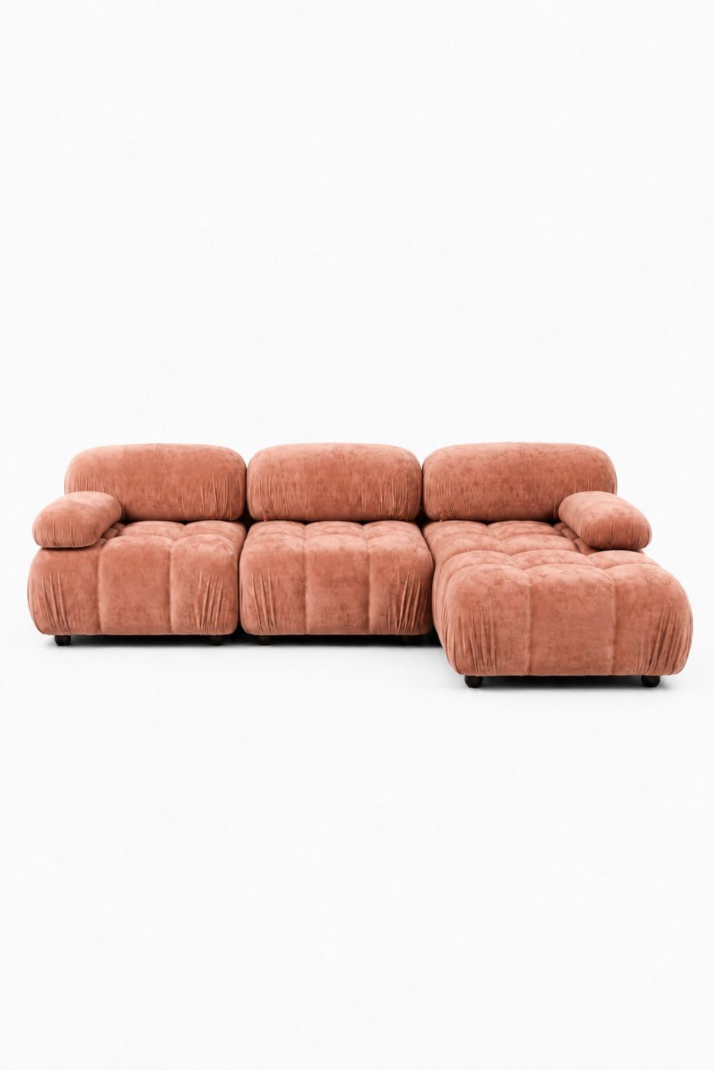 Nuvola Spiced Coral Velvet 3 Seater L-Shape Sofa Right Facing