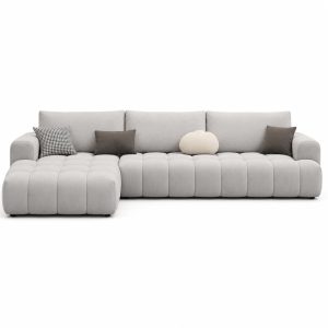 Modern Modular L Shaped Sectional Sofa with Chaise Lounge | Minimalist Corner Couch for Living Room Office Lounge, Light Gray, Right