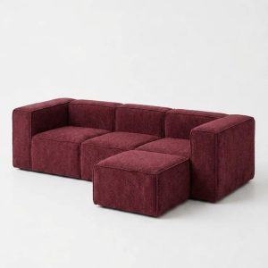 Safa Mulberry Modular 3 Seater Sofa with Ottoman