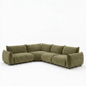 Alannah Dusty Olive Velvet L-Shape Sectional Sofa Left Facing