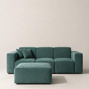 Aysun Forest Green Modular Sofa with Ottoman