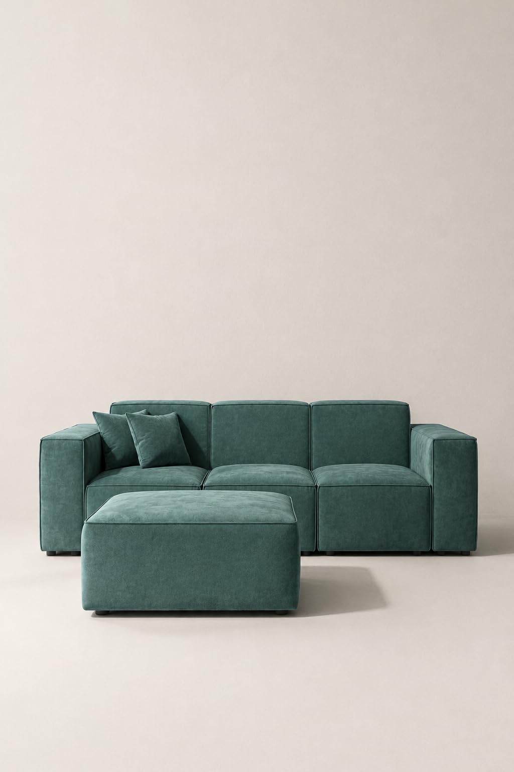 Aysun Forest Green Modular Sofa with Ottoman