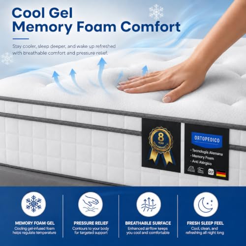 Marbella 20 cm Hybrid Pocket Spring Mattress with Gel Memory Foam, Medium-Firm, Motion Isolation, Breathable Cover, Single 90 x 190 cm - Image 4