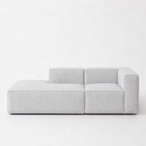 Safa Light Grey 2 Seater Chaise Modular Sofa Left Facing