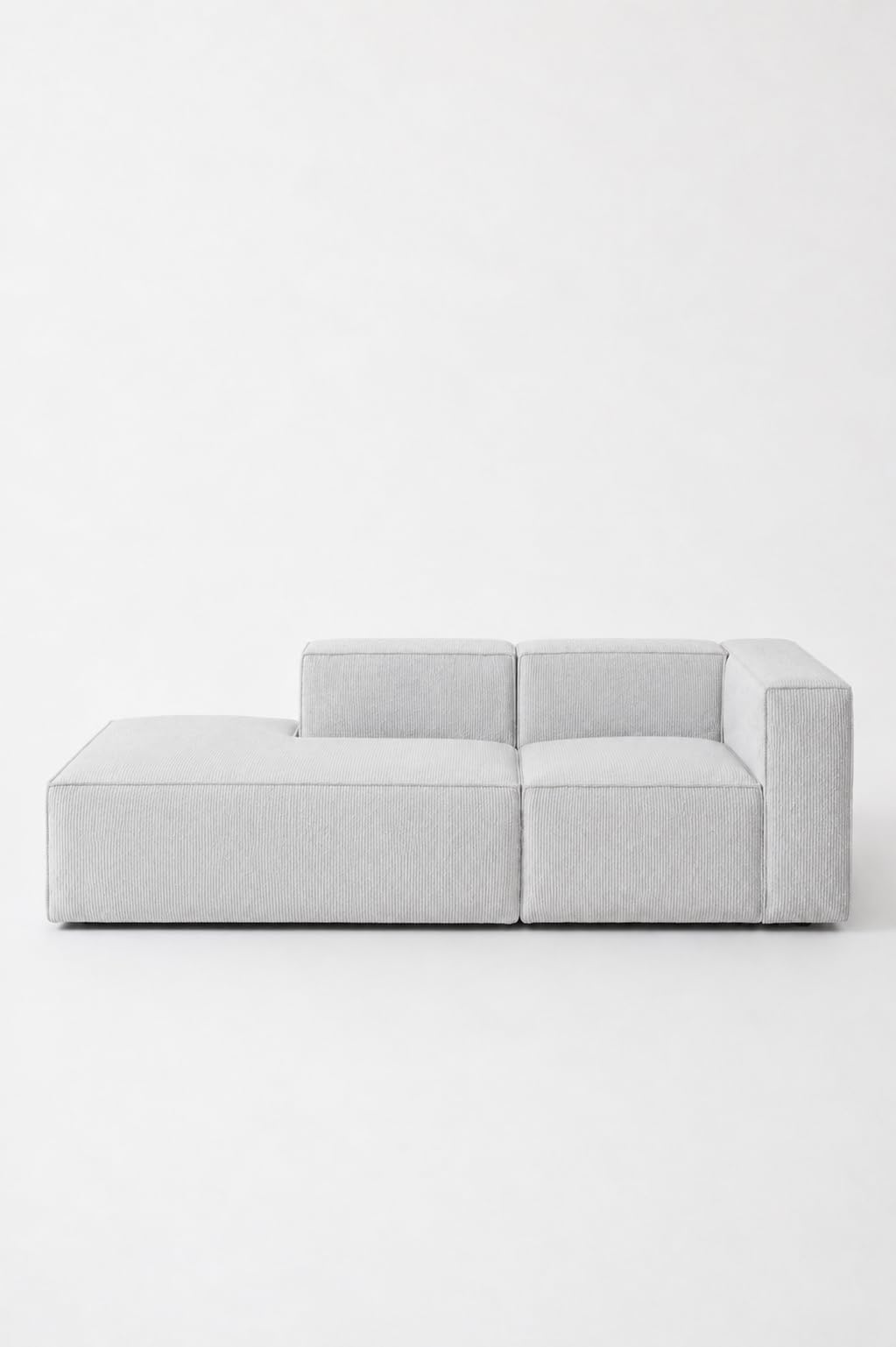 Safa Light Grey 2 Seater Chaise Modular Sofa Left Facing