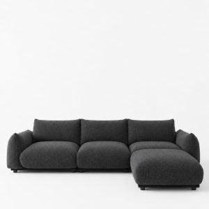 Alannah Charcoal Modular 3 Seater Sofa with Ottoman