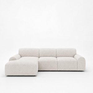 Kallia Stone Ivory 3 Seater Chaise Sofa Left Facing
