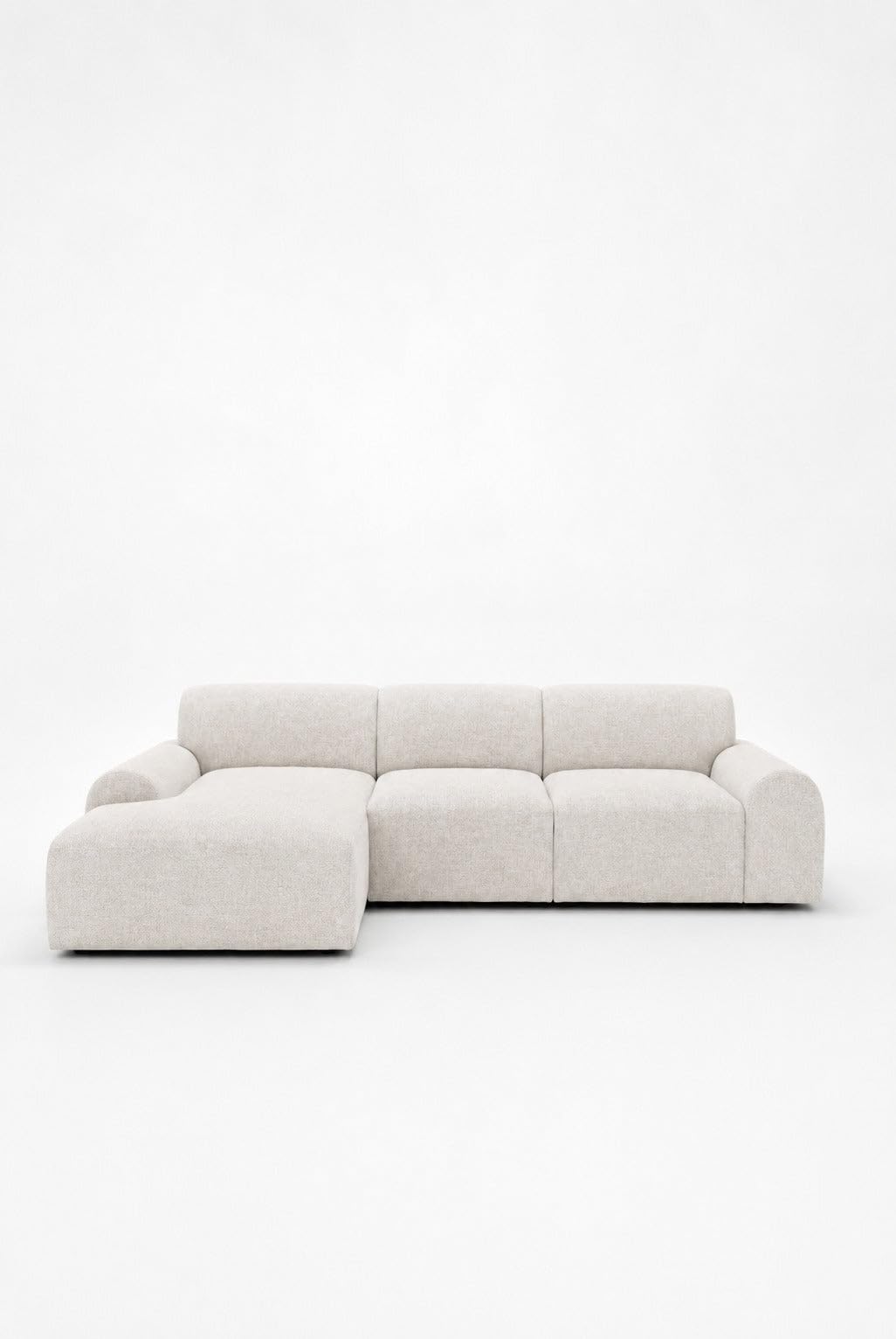 Kallia Stone Ivory 3 Seater Chaise Sofa Left Facing