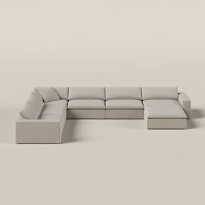 Orvella Champagne Beige Modular U Shape Sofa With Ottoman