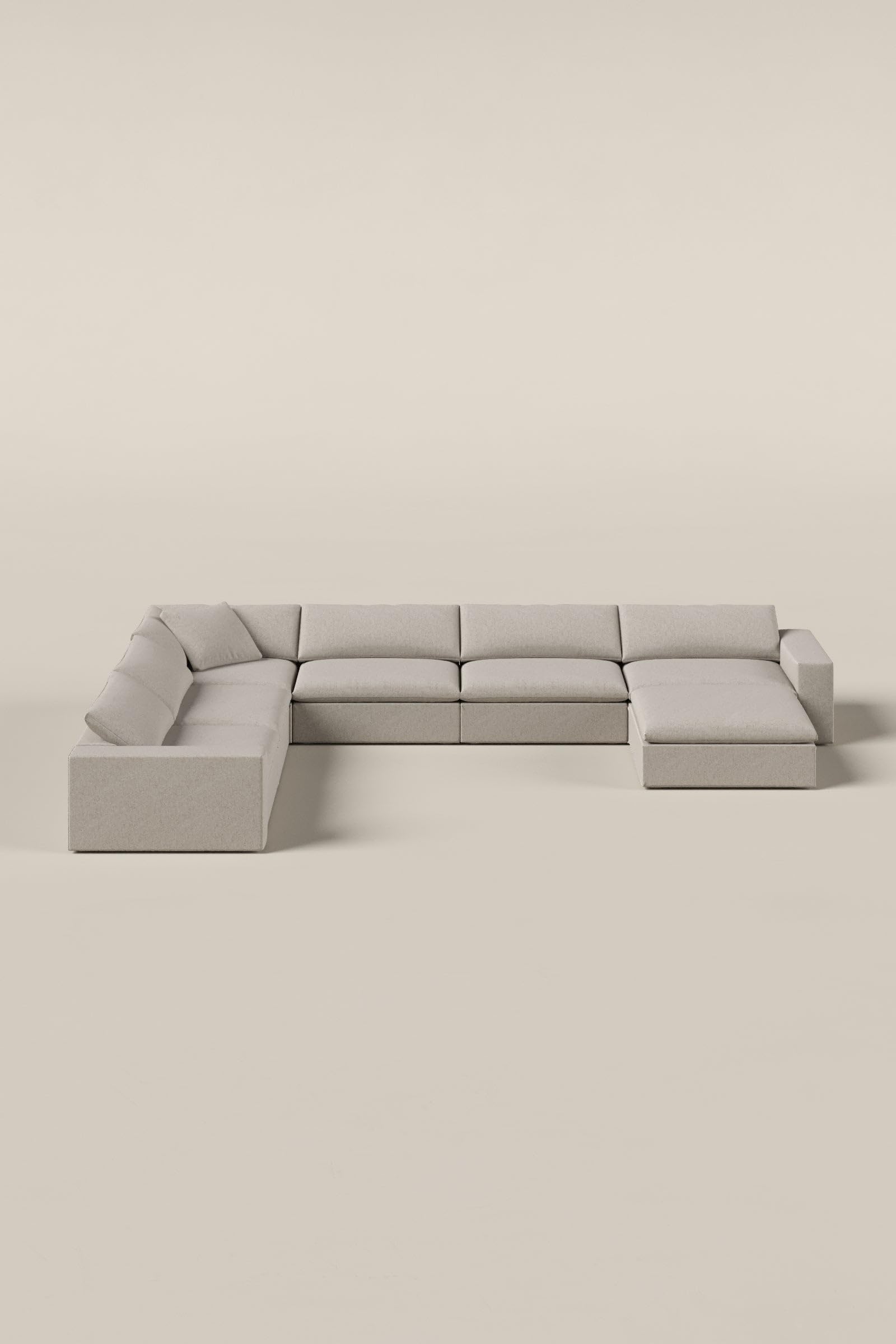 Orvella Champagne Beige Modular U Shape Sofa With Ottoman