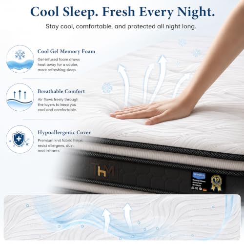 Marbella 30 cm Reversible Hybrid Pocket Spring Mattress with Gel Memory Foam, Medium-Firm, Motion Isolation, Breathable Cover, Twin XL 100 x 200 cm - Image 4