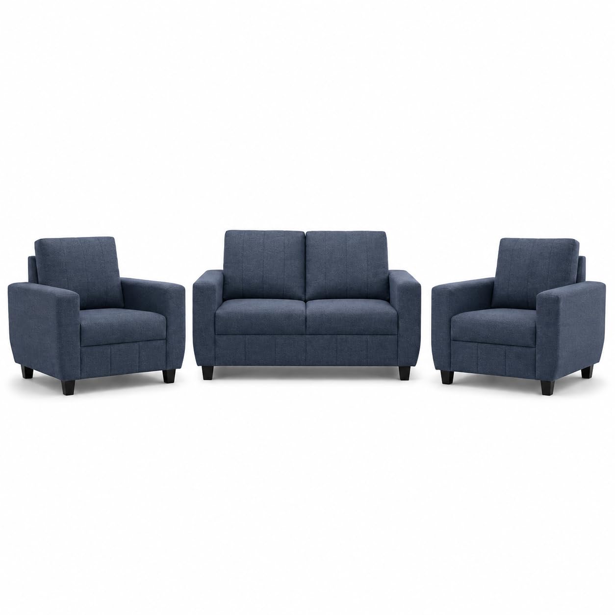 Modern Fabric Sofa Set | Upholstered Seating with Cushioned Comfort | Multiple Seater Configurations and Colours for Living Room and Office (Ocean Blue, 2+1+1 Seater)