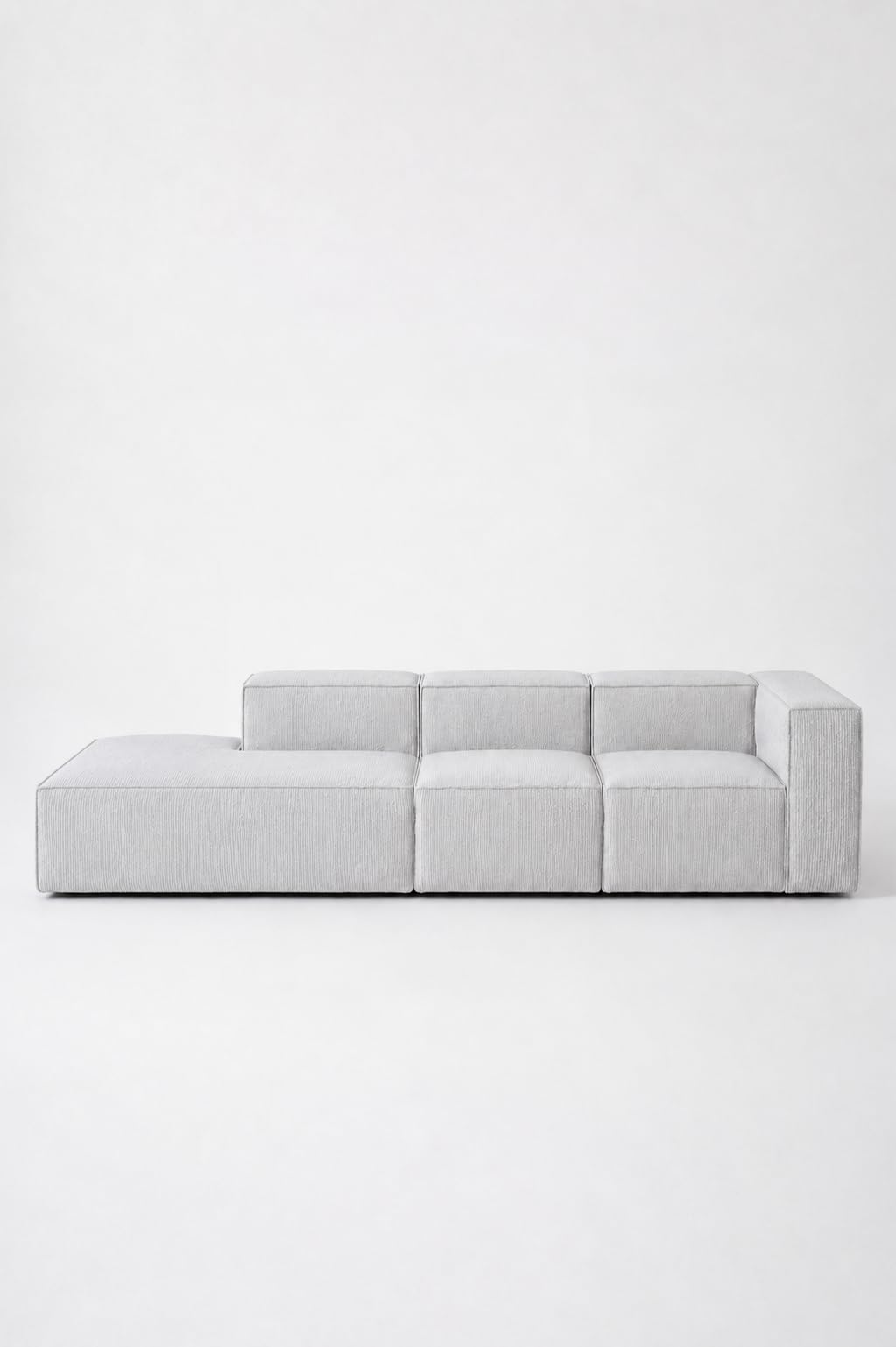 Safa Light Grey 3 Seater Chaise Modular Sofa Left Facing