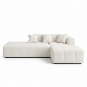 Sorelle Ivory 3 Seater Boucle L-Shape Sofa Left Facing