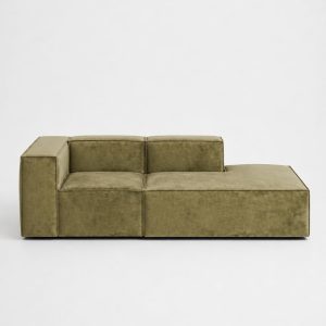 Safa Green 2 Seater Chaise Modular Sofa Right Facing