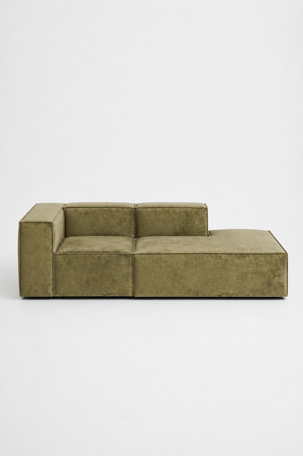 Safa Green 2 Seater Chaise Modular Sofa Right Facing
