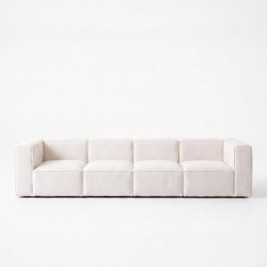 Safa Off White Boucle 4 Seater Sofa