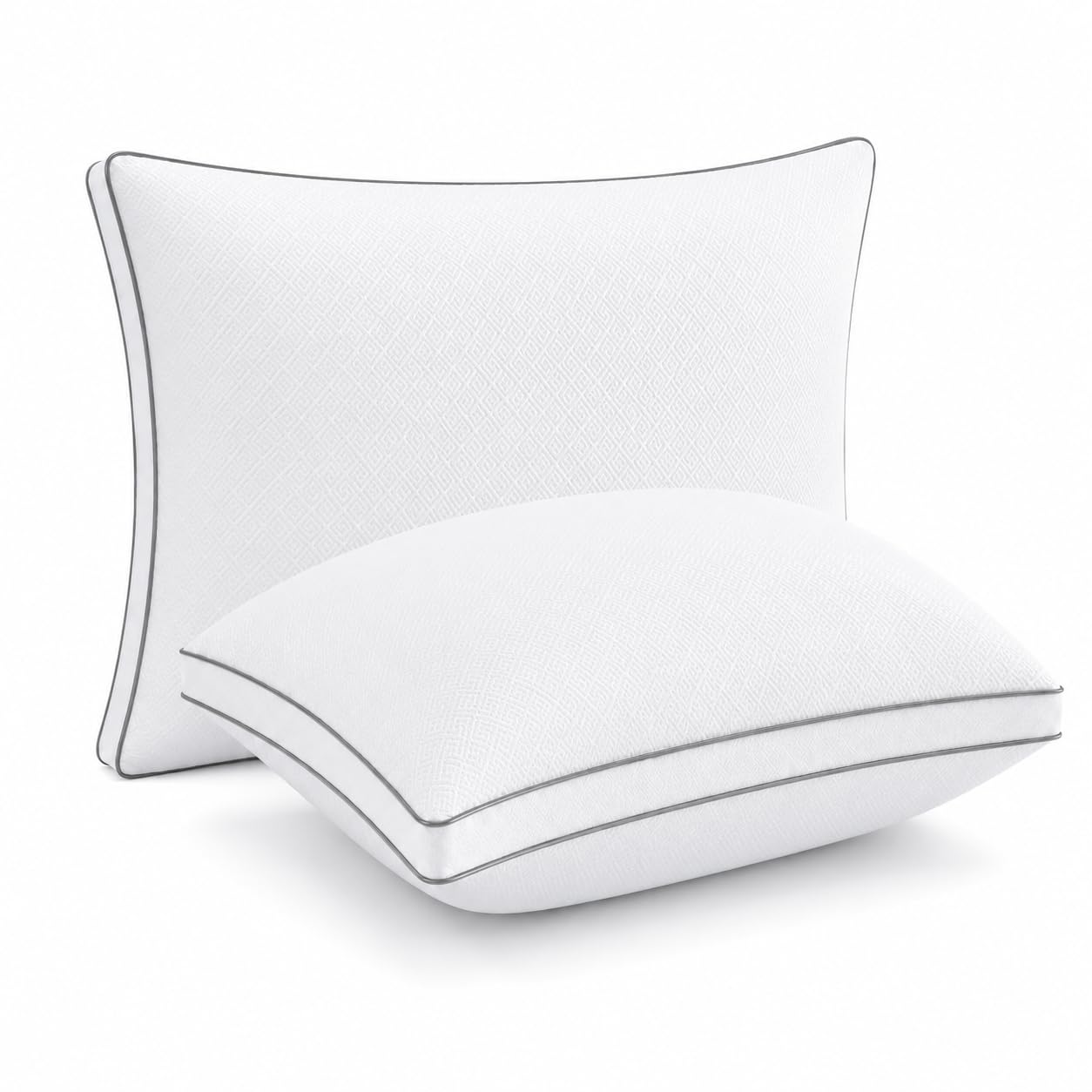 Marbella Downproof Bed Pillows for Sleeping, Cooling Hotel Quality Gusseted Pillows, Premium 3D Microfiber Down Alternative Fill, Soft Fluffy Support for All Sleepers, Pack of 2, King (80x50)
