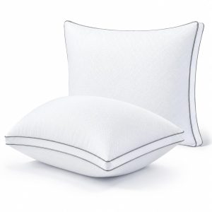 Home Mart Outlet Downproof Bed Pillows for Sleeping, Cooling Hotel Quality Gusseted Pillows with 3D Microfiber Down Alternative Fill, Medium-Firm Support for Side ((Standard 50x70 cm), Pack of 2)