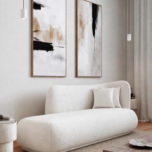 Veronica Off White Boucle 3 Seater Sofa Left Facing