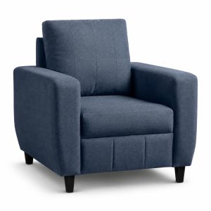 Modern Fabric Sofa Set | Upholstered Seating with Cushioned Comfort | Multiple Seater Configurations and Colours for Living Room and Office (Ocean Blue, 1 Seater)