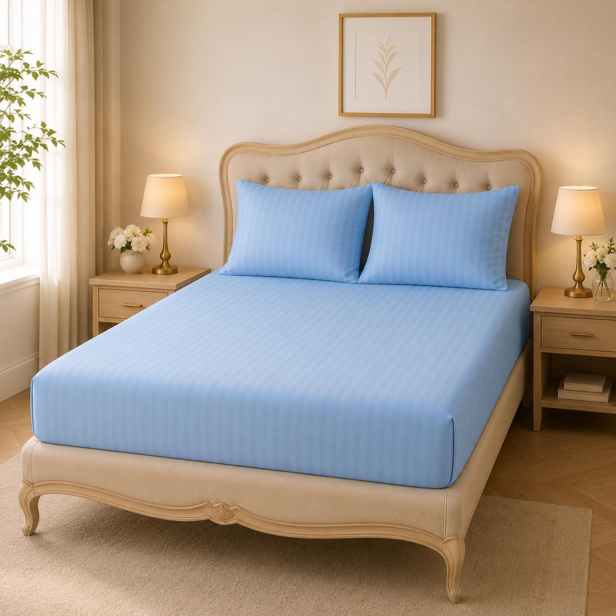 Microfiber Fitted Sheet Set, Double 120 x 200 cm, Soft Brushed Polyester Bed Sheet with Elasticated Fit, Breathable Easy Care Bedding, Smooth Comfortable Bottom Sheet for Home & Guest Room
