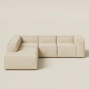 Safa Light Beige 3 Seater Modular Sofa with Chaise Left Facing