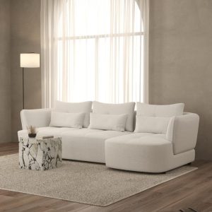 Briella Off White 3 Seater Sofa With Chaise Right Facing