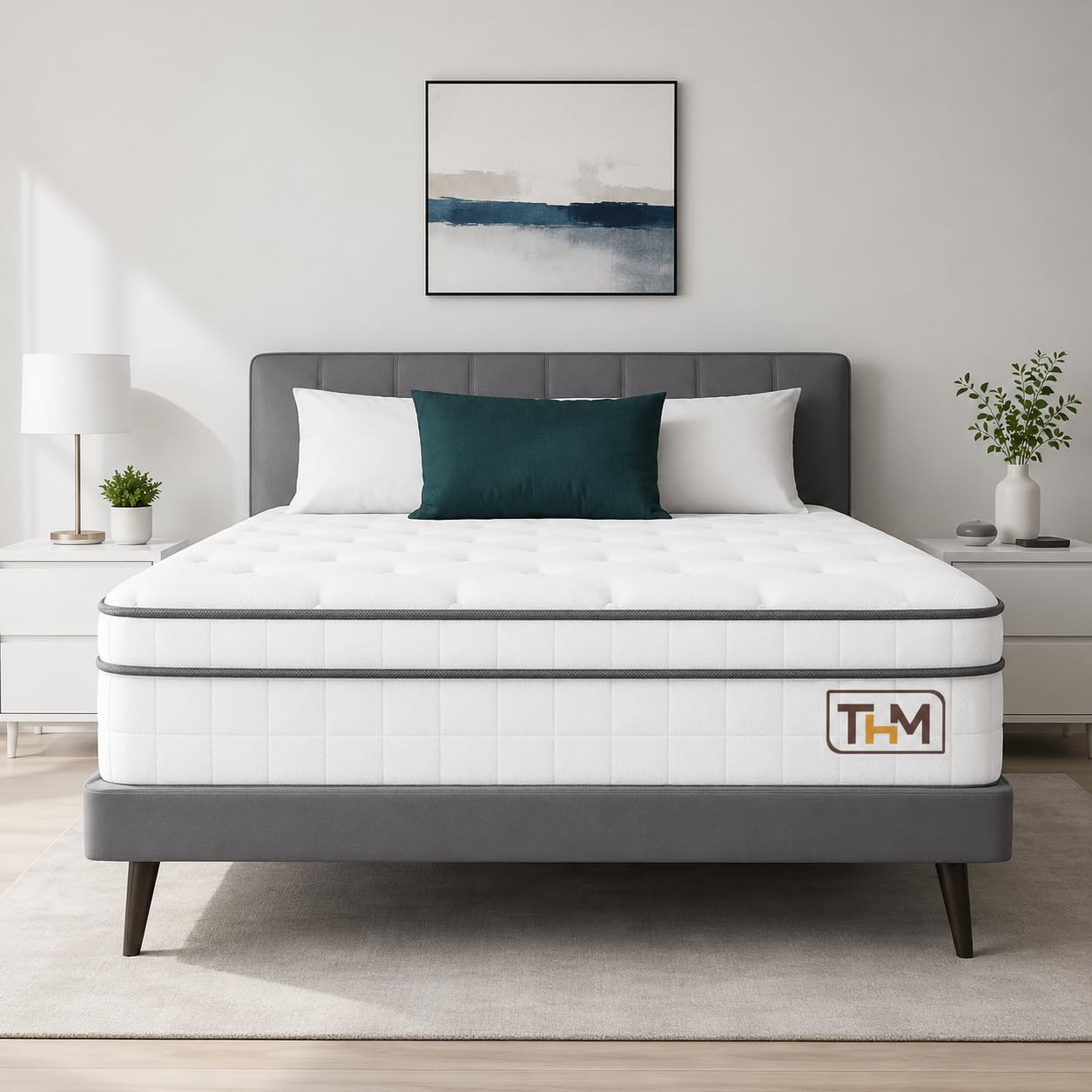 Home Mart King Mattress 200 x 180 cm, 20cm Hybrid Pocket Spring Mattress with Cool Gel Memory Foam, Medium Firm Comfort, Motion Isolation, Pressure Relief and Breathable Support