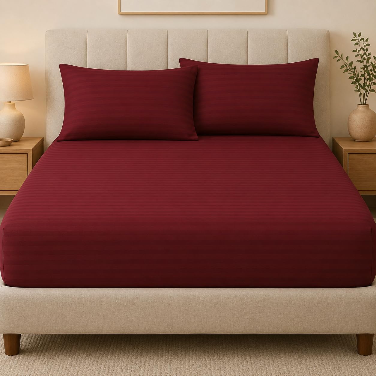 Microfiber Fitted Sheet Set, King 180 x 200 cm, Soft Brushed Polyester Bed Sheet with Elasticated Fit, Breathable Easy Care Bedding, Smooth Comfortable Bottom Sheet for Home & Guest Room