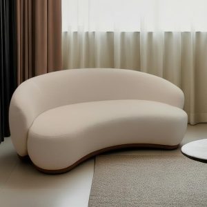 Kyma Boucle Curved Sofa Left Facing