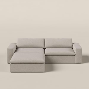 Orvella Champagne Beige Modular 2 Seater Sofa with Ottoman