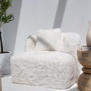 Fleur Off-White Fur Lounge Sofa Chair