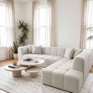 Marisa Ivory L-Shape Sofa Right Facing