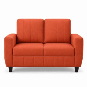 Modern Fabric Sofa Set | Upholstered Seating with Cushioned Comfort | Multiple Seater Configurations and Colours for Living Room and Office (Ember Orange, 2 Seater)