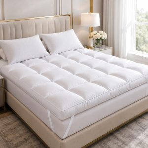 Home Mart Outlet Single Mattress Topper 100 x 200 cm, 6 cm Ultra-Plush 600 GSM Microfiber Fill, Breathable Quilted Surface, Soft Brushed Fabric, Firm Support and Elastic Corner Straps