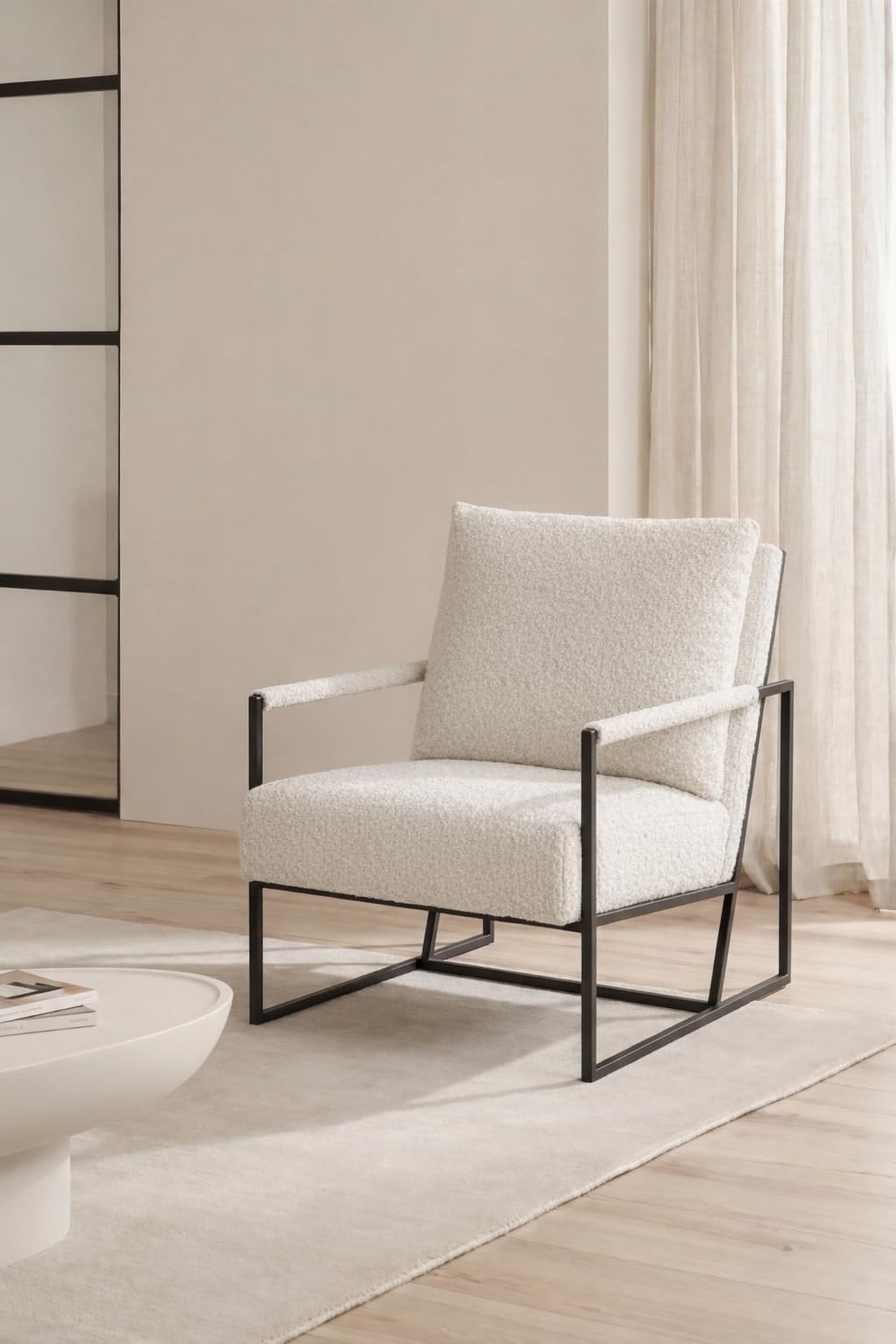 Elan Off White Boucle Accent Chair