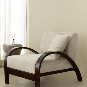 Vaelora Ivory Upholstered Wooden Lounge Chair