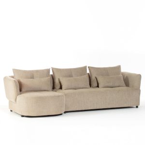 Briella Creamstone Glow 3 Seater Sofa With Chaise Left Facing