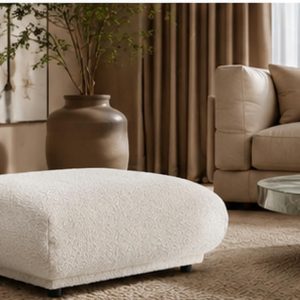 Alannah Off White Boucle Ottoman 84CM Width x 35CM Height