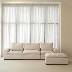 Orvella Light Beige Modular 2 Seater Sofa with Ottoman